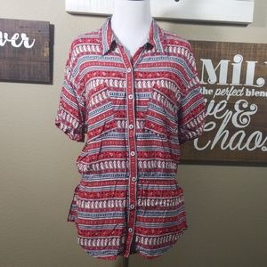 Button up Cinched Wasted Top